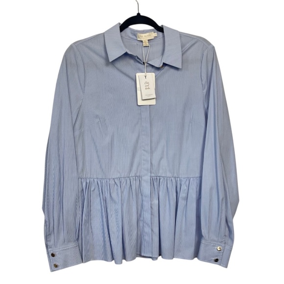 Ted Baker London Striped Peplum Top NWT - Picture 2 of 9